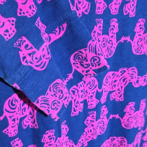 Lilly Pulitzer Navy and Hot Pink Elephant Print Dress 100% Pima Cotton Size XS - Picture 5 of 7